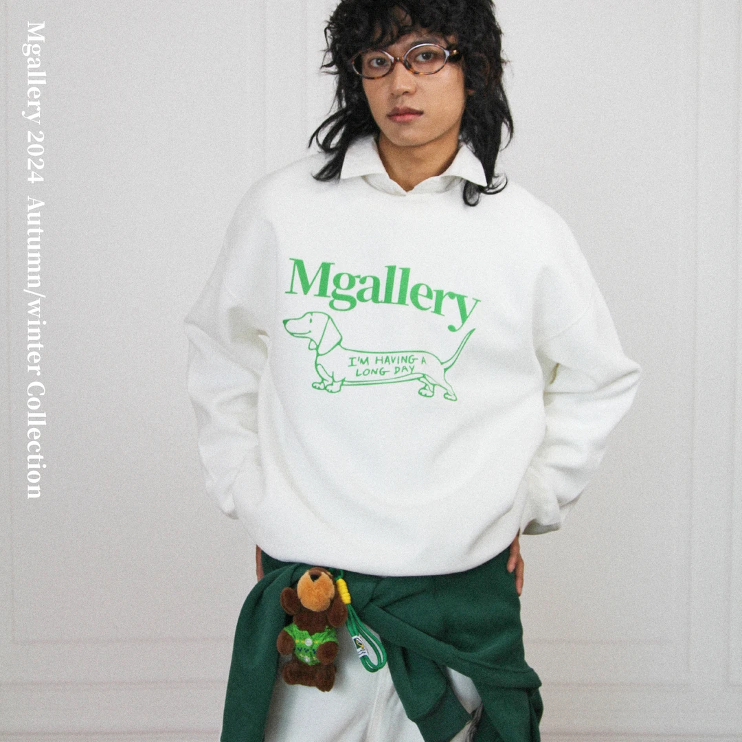 卡通腊肠slogan趣味男女同款情侣重磅圆领卫衣Mgallery ccy