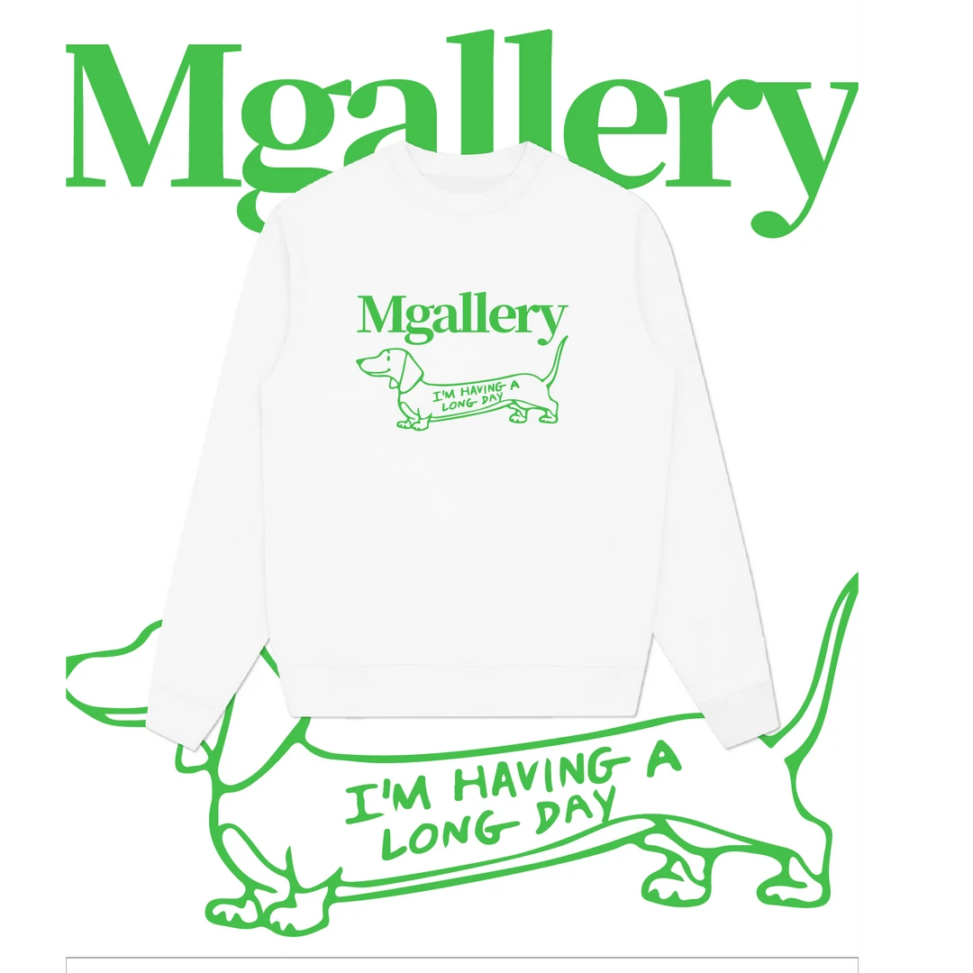 腊肠狗清新百搭宽松男女同款情侣重磅套头圆领卫衣Mgallery zye