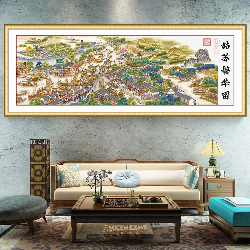 【回收】姑苏繁华图小【中格三股棉线330*100cm古绢布满绣】