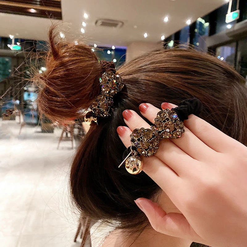 高档闪钻蝴蝶结发绳网红气质小肠发圈头绳