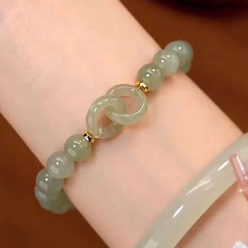 手链女环环相扣小清新手环小众设计爱心平安扣送闺蜜礼物ins手串