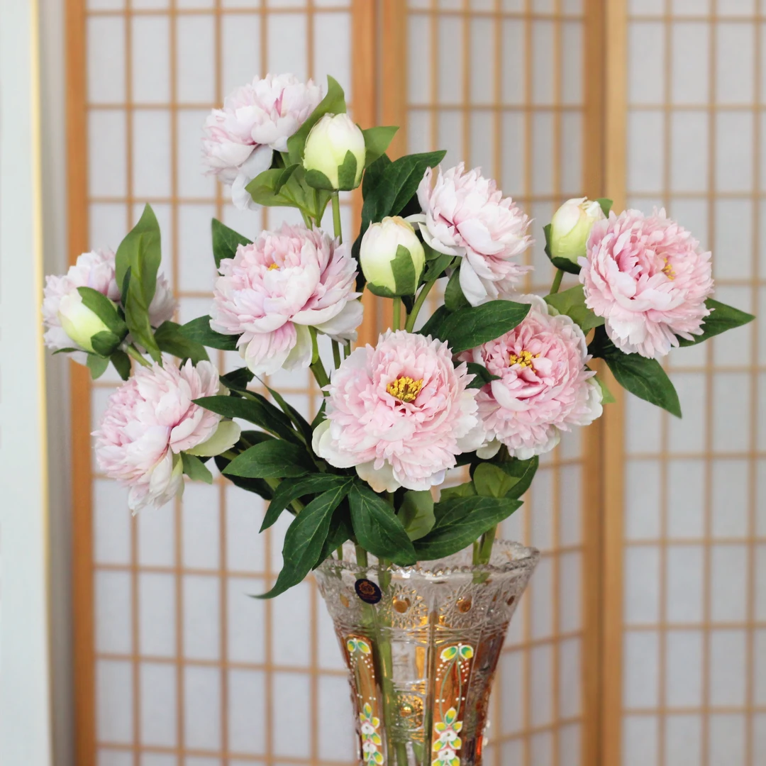 QY-国色天香重瓣牡丹仿真花 家居装饰摆件长约75cm