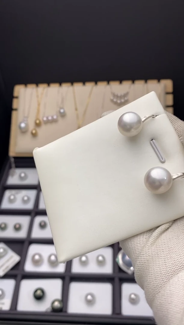 【闪购商品】海水珍珠耳环18K金镶嵌12mm澳白耳勾