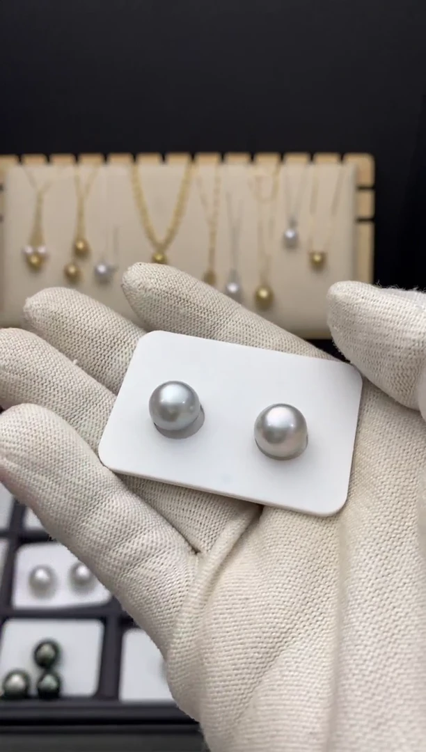 【闪购商品】海水珍珠裸珠未镶嵌铂金灰一对