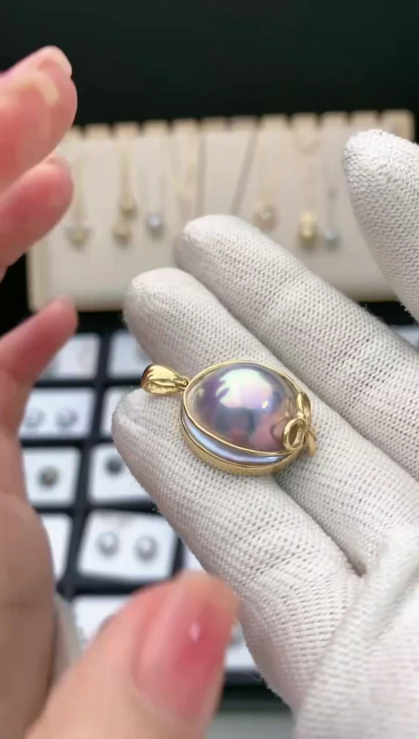 【闪购商品】拼合珍珠（马贝珠）吊坠(不含链)18K金镶嵌马贝吊坠一颗