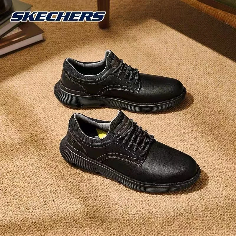 斯凯奇Slip ins闪穿鞋男商务时尚舒适软底休闲鞋一脚蹬皮鞋205046