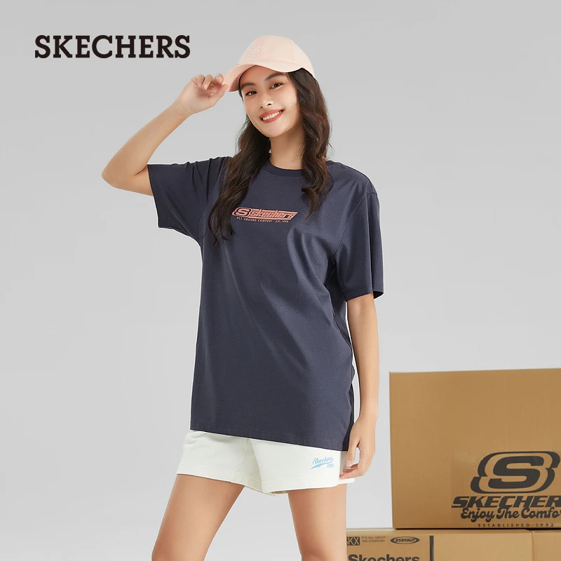 Skechers斯凯奇夏季新款男女同款针织短袖速干时尚T恤衫L223U047