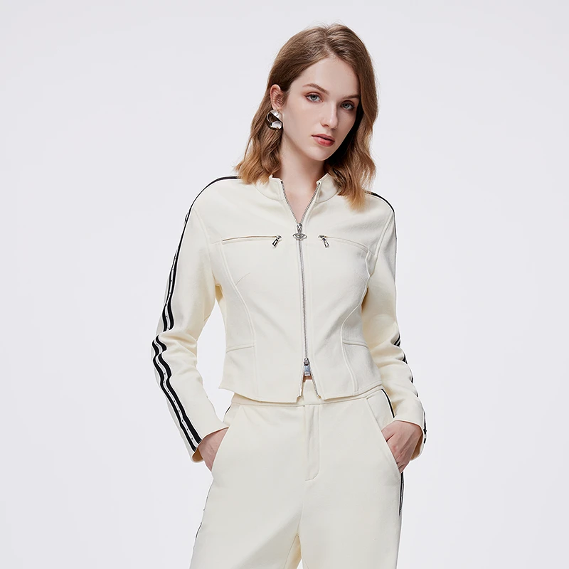 COLOVE米白色高级小香风甜美休闲女秋季新款外套241E187