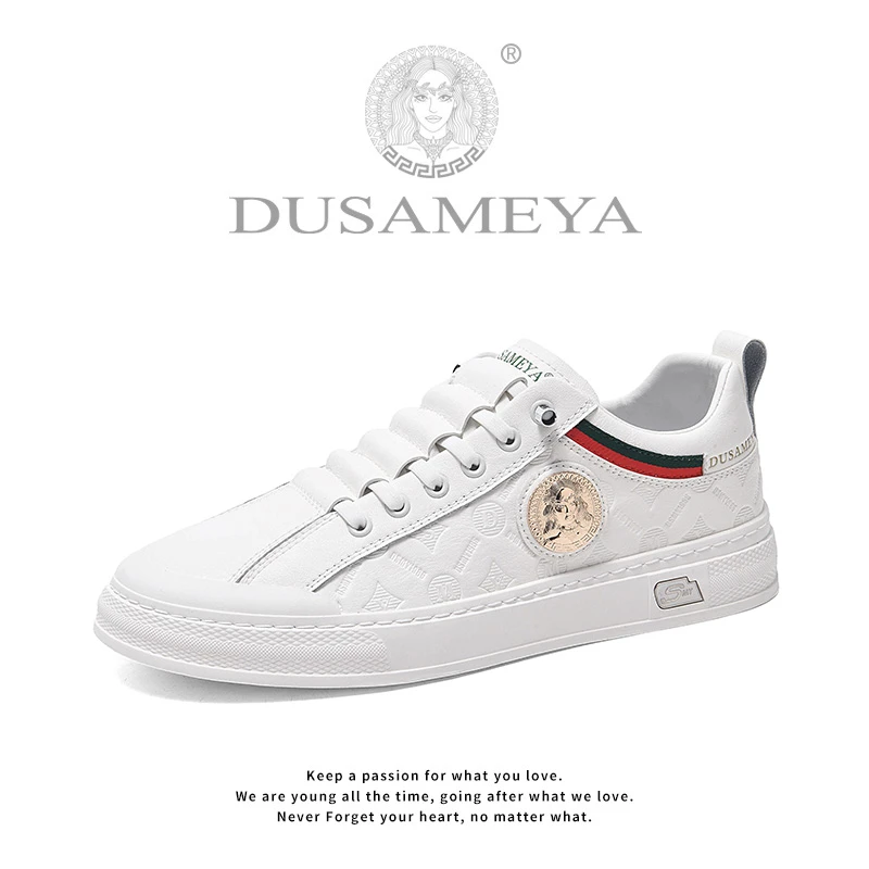 DUSAMEYA/杜莎米娅秋季轻奢时尚金标男士运动百搭透气手工板鞋