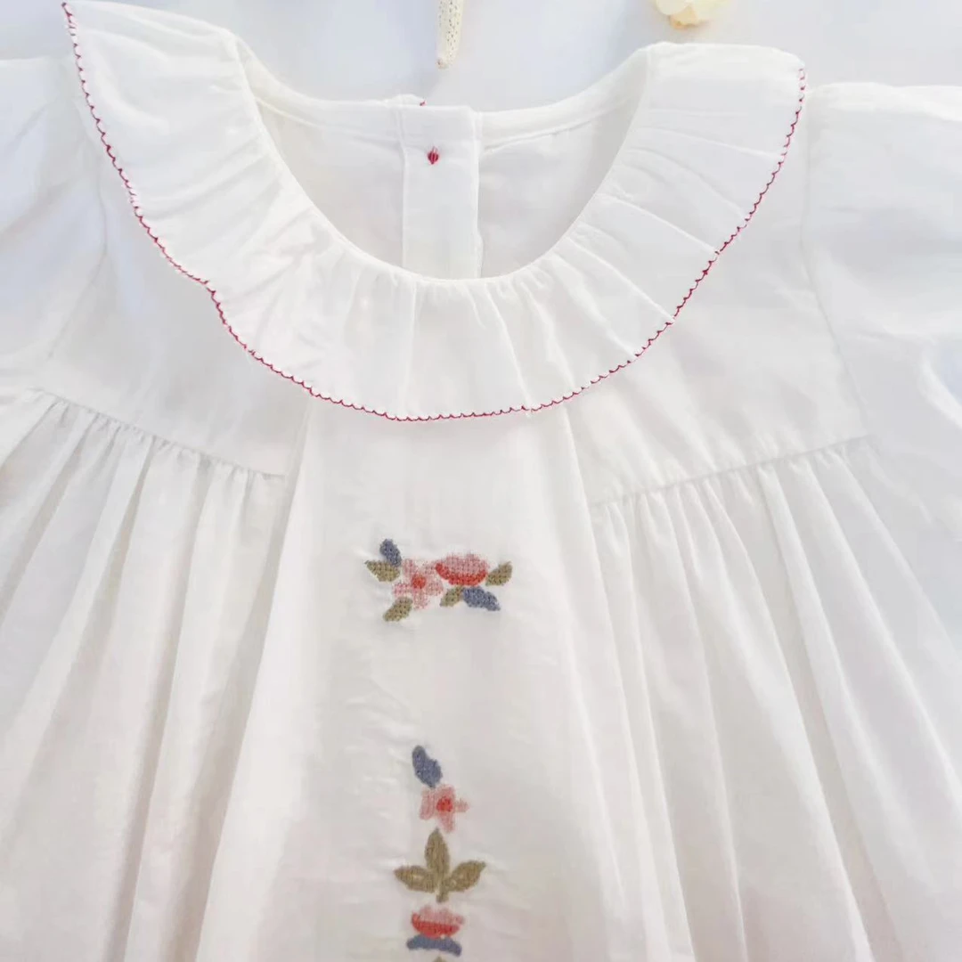 0222Susu胸前十字绣娃娃领儿童夏季洋气娃娃领短袖衫