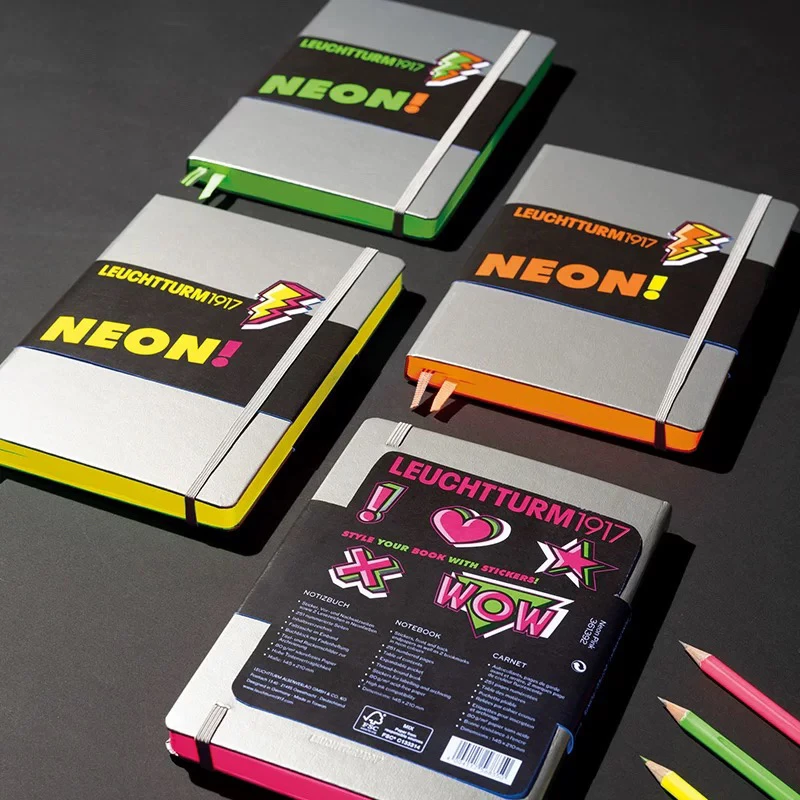 【苏糖推荐】德国 LEUCHTTURM1917 NEON 荧光系列A5硬皮笔记本组合