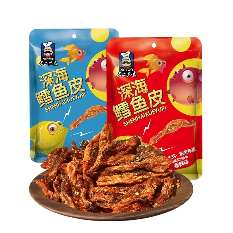 不二先森鳕鱼皮即食鱼6包香辣/烧烤味零食网红鱼皮脆
