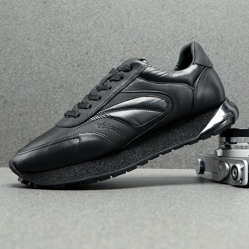 头层牛皮男鞋潮牌高级感2025新款运动休闲鞋男潮流厚底阿甘鞋男款