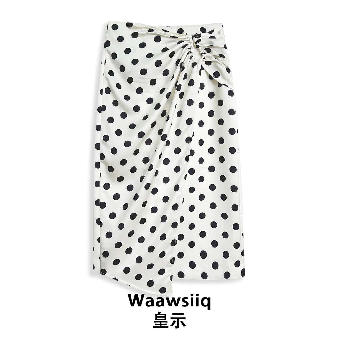 法式复古波点设计感不规则包臀半身裙/K032
