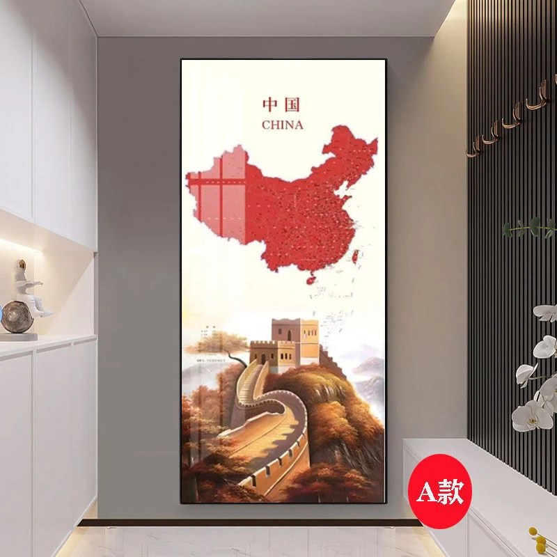 新款《中国地图》02现代轻奢系列玄关装饰画过道画