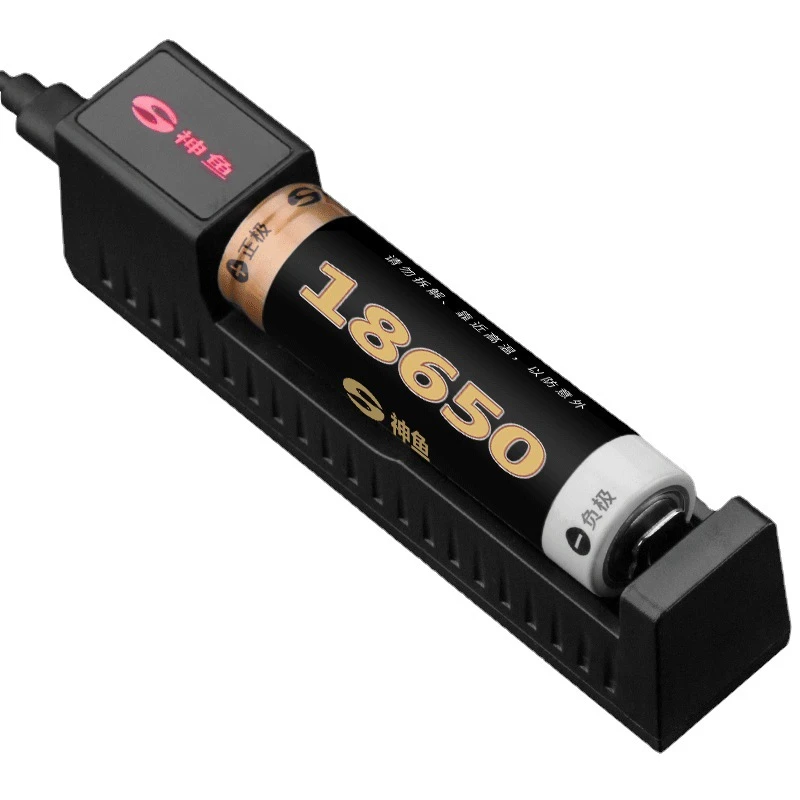 神鱼手电筒电池充电器充电器正品186503.7伏26650充电照明灯