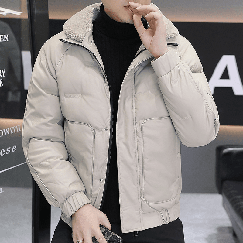 哈曼勒拿毛领加厚冬季男士棉衣外套时尚保暖韩版潮流帅气百搭男装