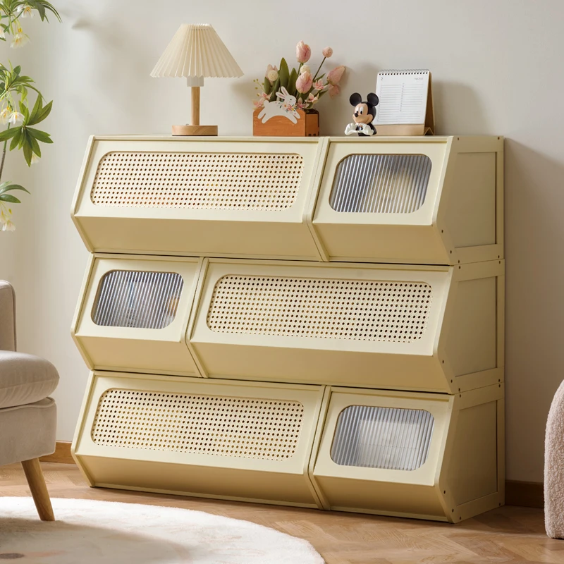 收纳柜堆叠收纳箱家用客厅玩具柜子储物柜零食柜翻盖置物柜整理盒