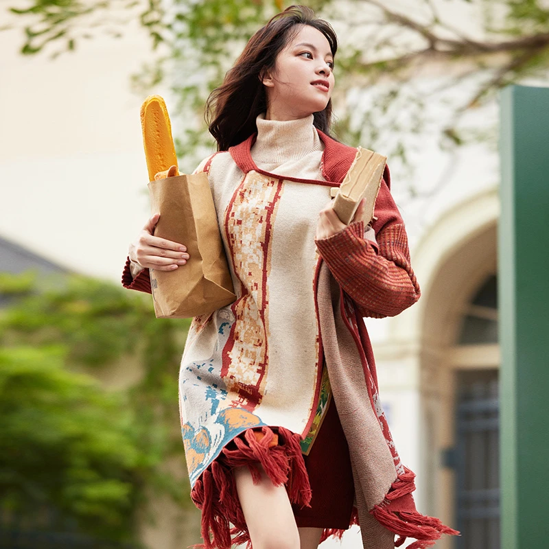 两三事【均码】梵高信使新款时尚洋气百搭女装斗篷复古气质时尚宽松