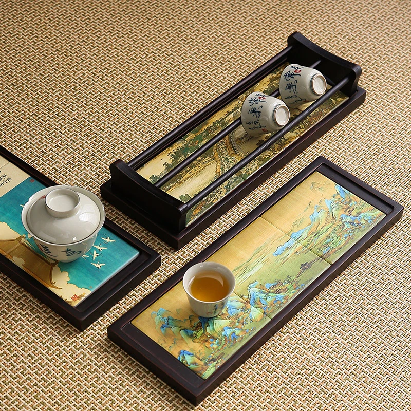碳化竹茶杯沥水杯架复古干泡盘创意吸水茶托盘茶具家用耐高温简约