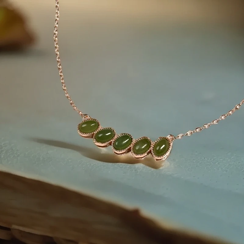 天然和田玉 经典简约款碧玉项链 1207