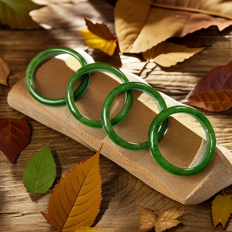 天然和田玉 碧玉俄料果阳绿手镯（多样性 拍一发一）1181