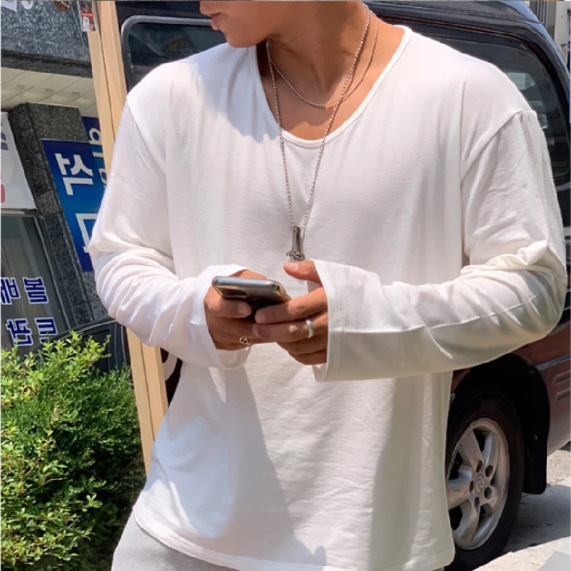 美式秋冬健身长袖打底T恤男女同款纯色百搭透气宽松运动训练衣服