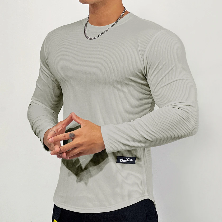 速干紧身衣男女健身运动长袖T恤潮牌条纹纯色篮球训练打底衫上衣