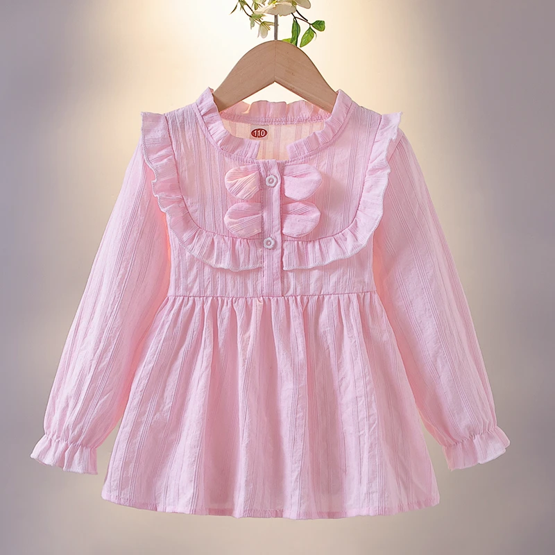 女童衬衫2025春装新款韩版女宝衬衫长袖上衣洋气春秋装宝宝裙衫潮