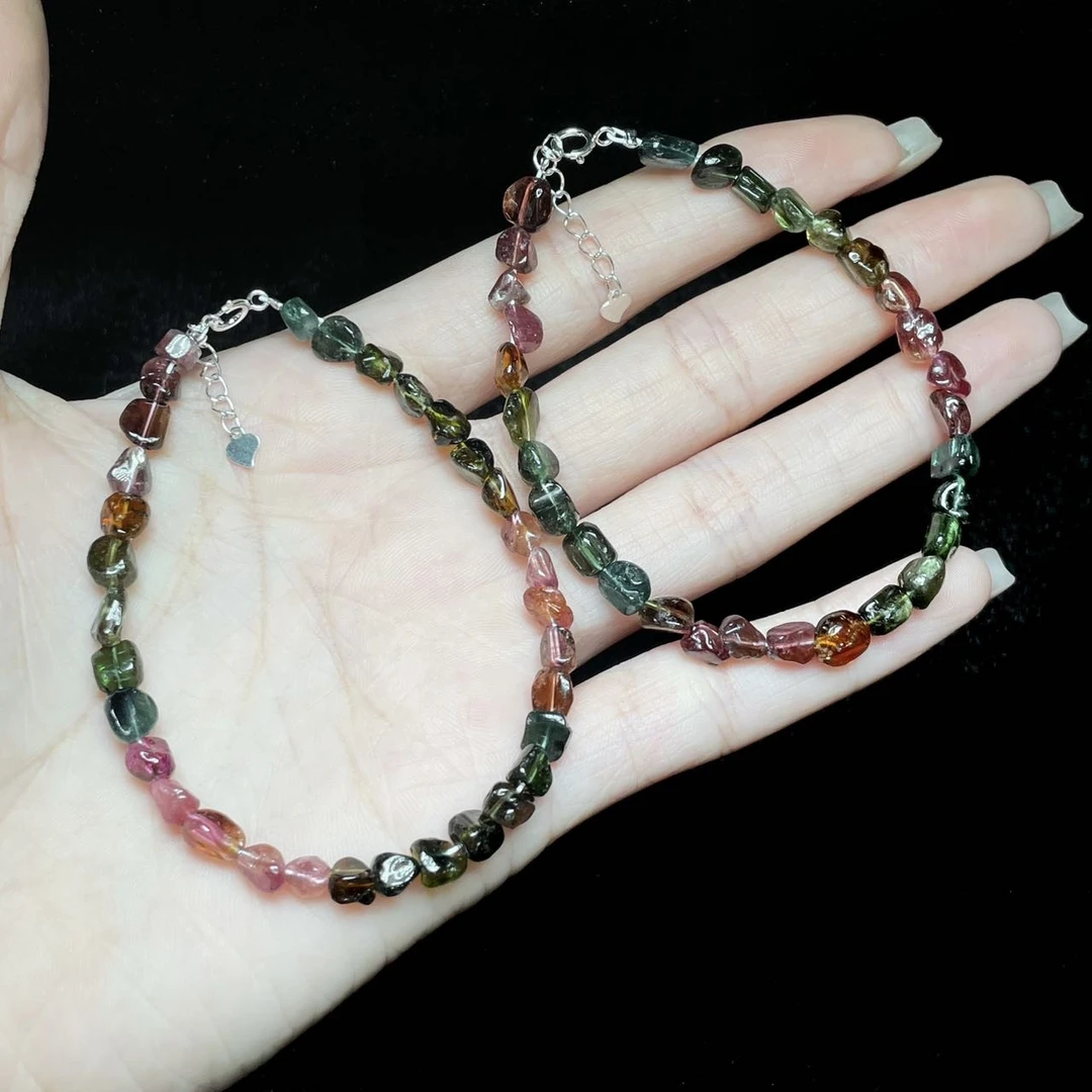 【小宝珠宝】18 T81817-S925银碧玺手链-多样性发一件-随形