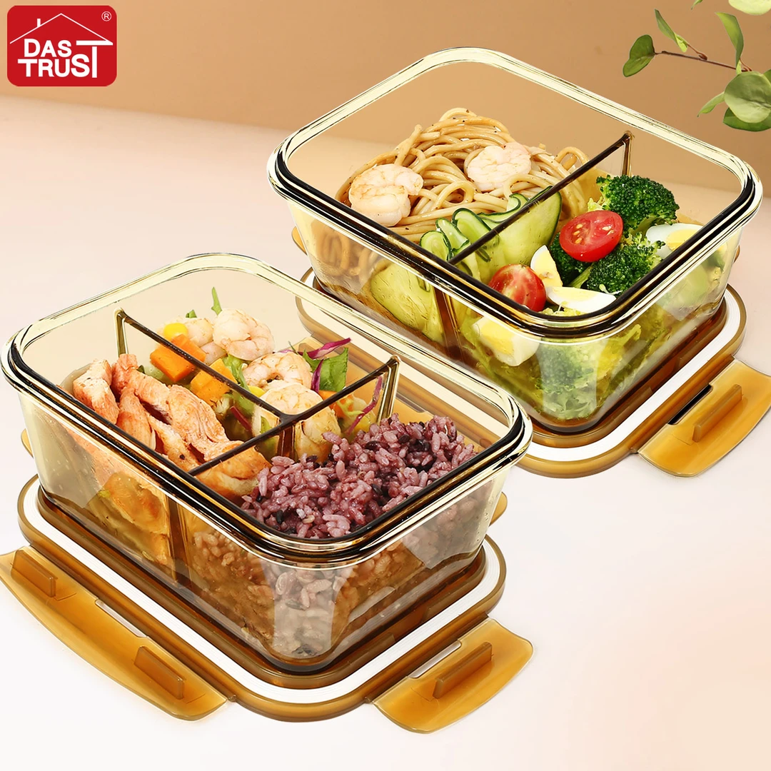 创得加高三隔1020 两隔1060mL 玻璃饭盒微波炉加热