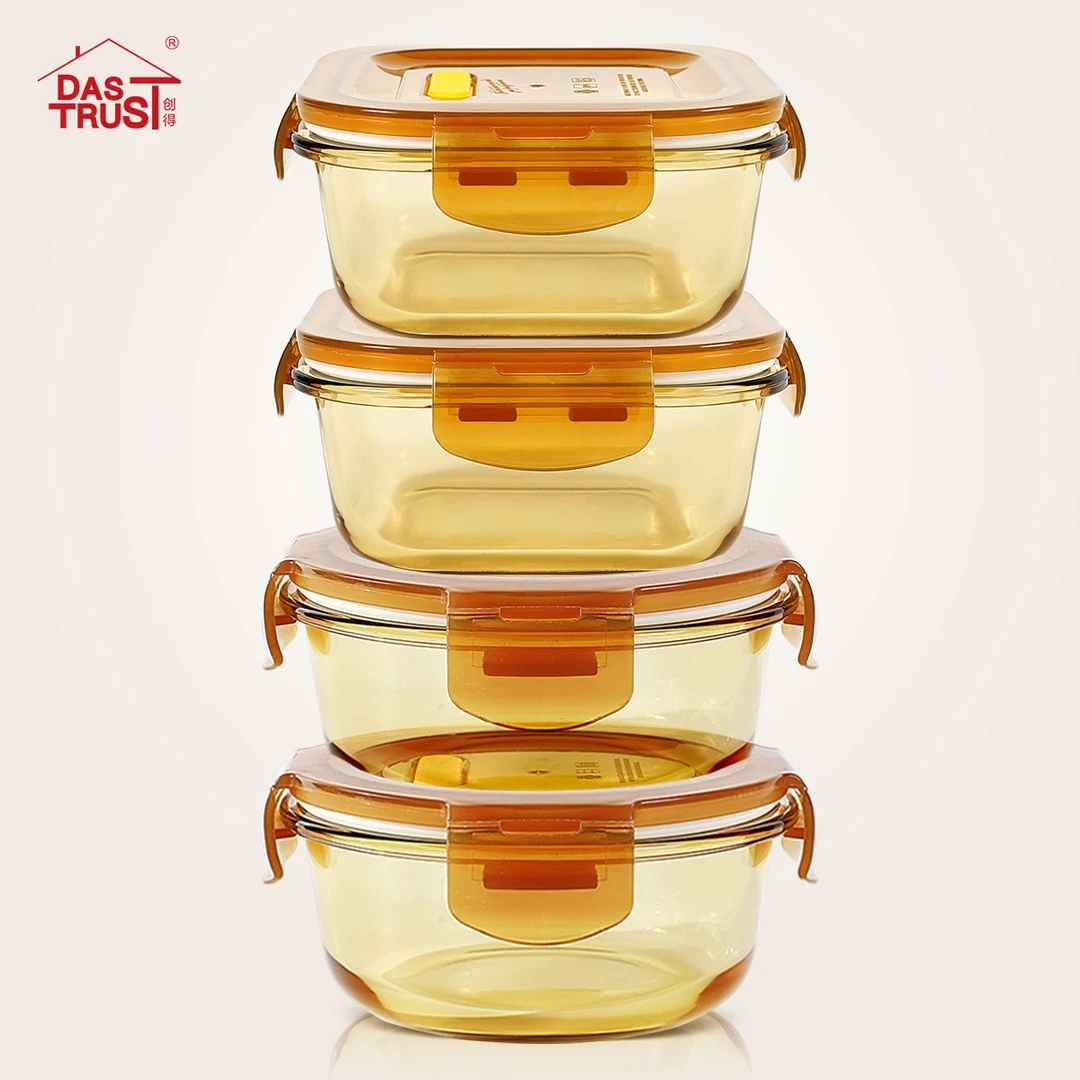 【创得官方】新年福利硼硅玻璃饭盒圆650*2正500*2四件套微波耐热
