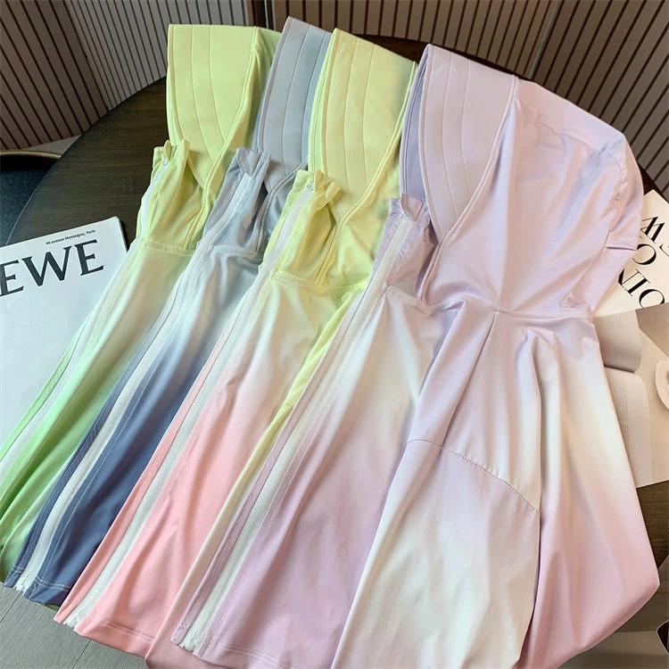 儿童防晒衣2024夏季新款渐变色女童清凉透气空调衫连帽超轻薄外套