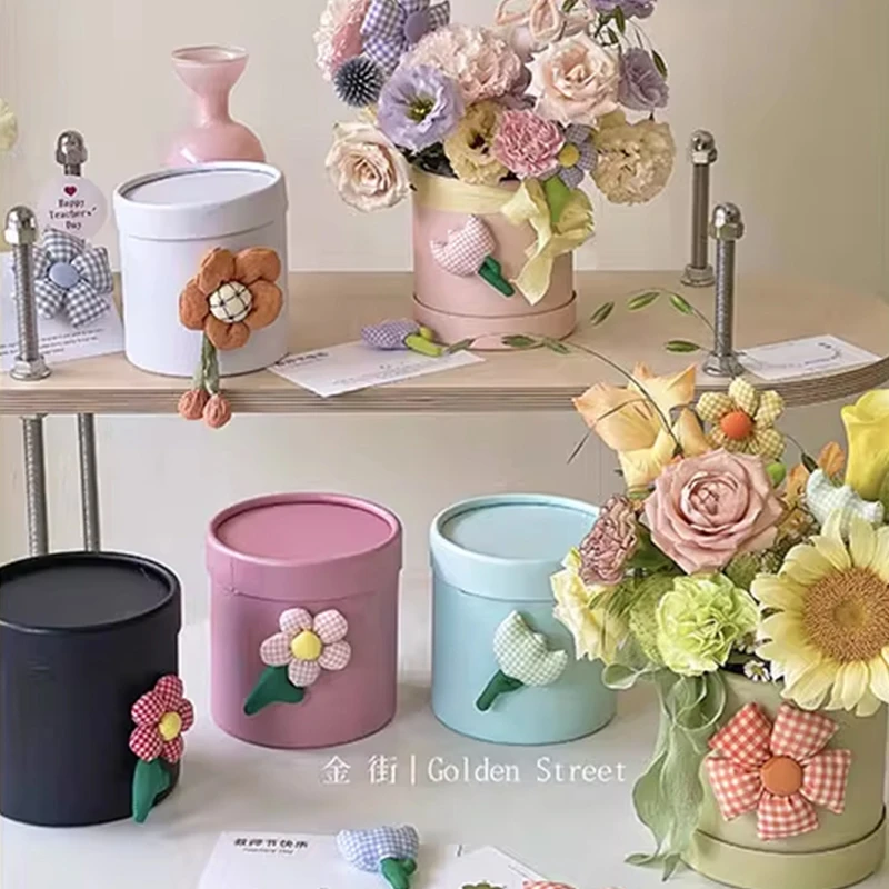 【花财】小号轻奢插花圆桶