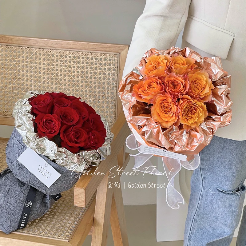 【花财】天空镜银色镜面鲜花包装纸