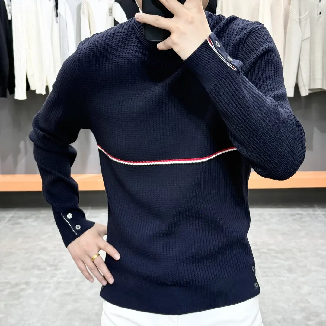 秋冬新品舒适柔软抗皱时尚休闲百搭圆领长袖针织衫修身潮流打底衫