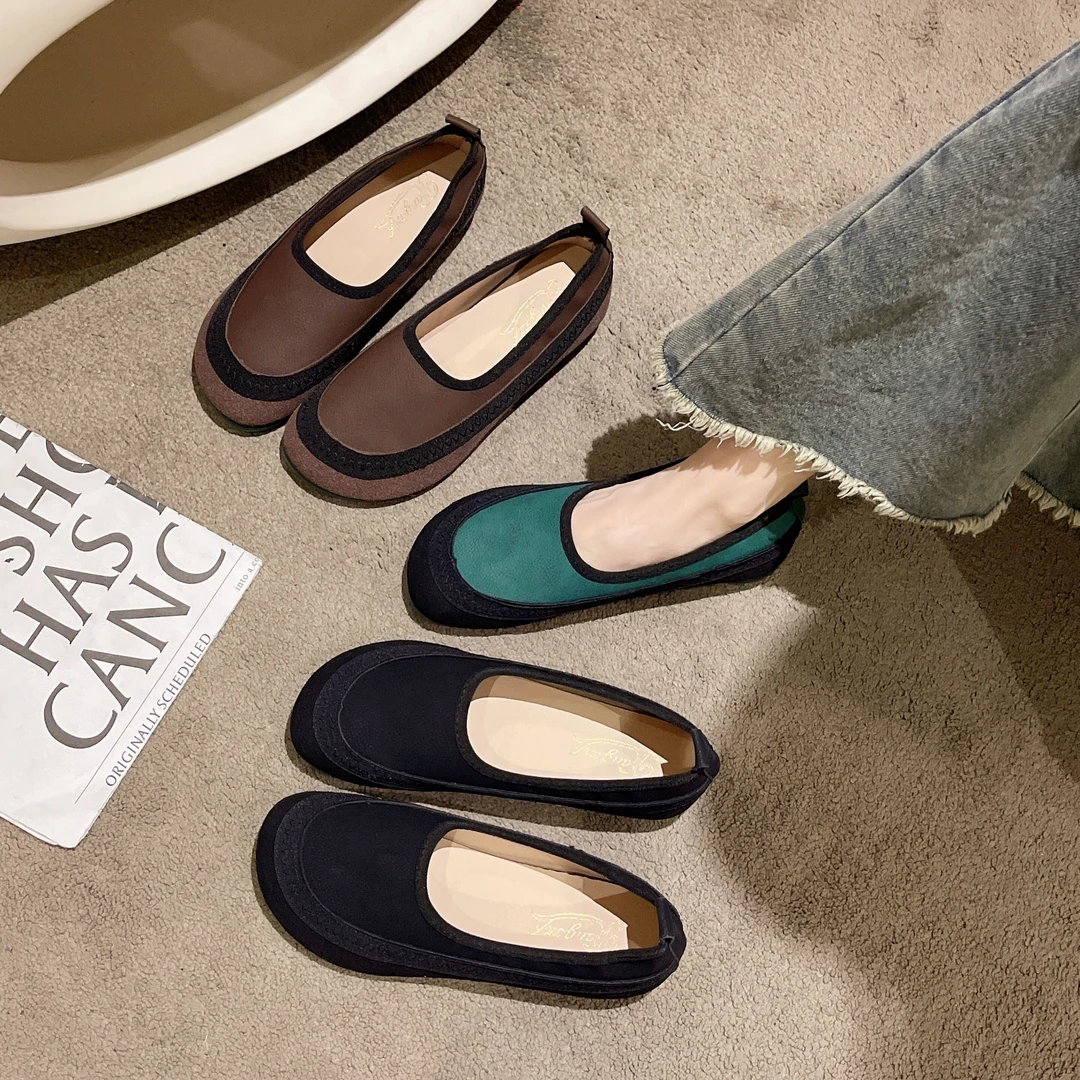 2024春季新款一脚蹬软底软面牛筋底防滑豆豆鞋