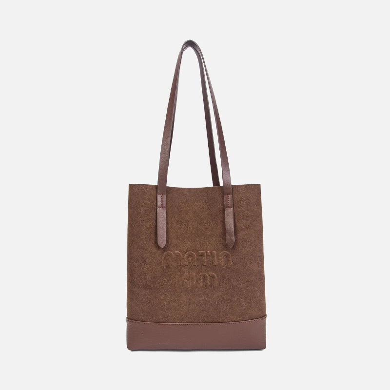 MATIN KIM新款通勤包时尚女士百搭单肩潮流翻毛皮托特大包包