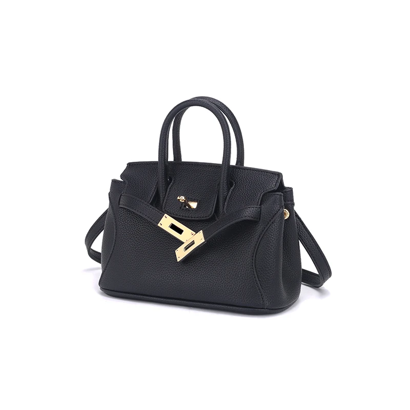 ROGANI小众轻奢时尚百搭女士单肩铂金包手拎包荔枝纹