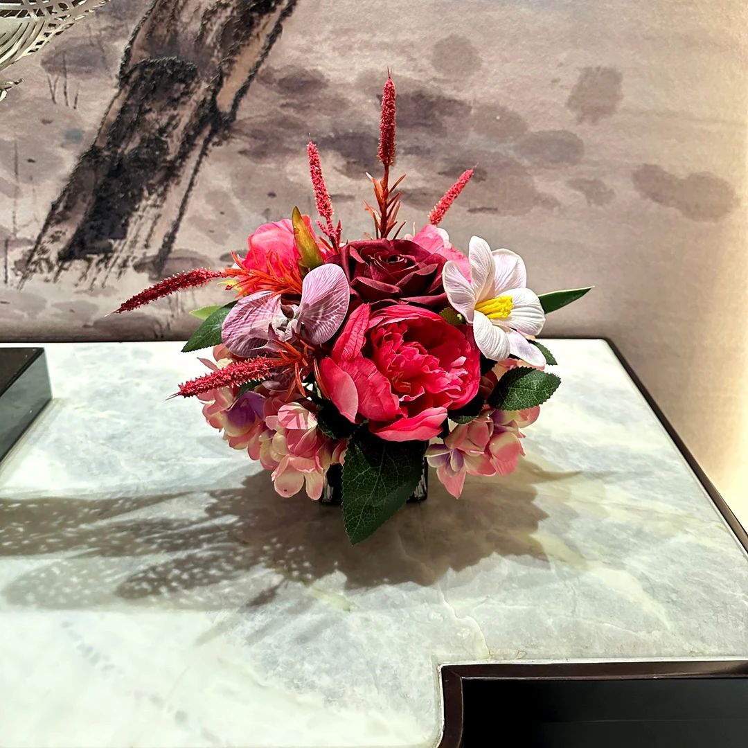 【唐朝-霞姿】高档轻奢组合花摆件手感保湿高品质餐桌客厅摆件