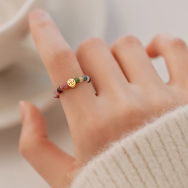 仿水晶戒指 戒指女小众轻奢闭口戒设计高级感食指戒素圈指环