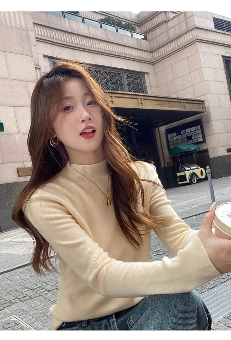 打底衫半高领女秋冬2025新款内搭黑色针织衫显瘦洋气独特别致毛衣