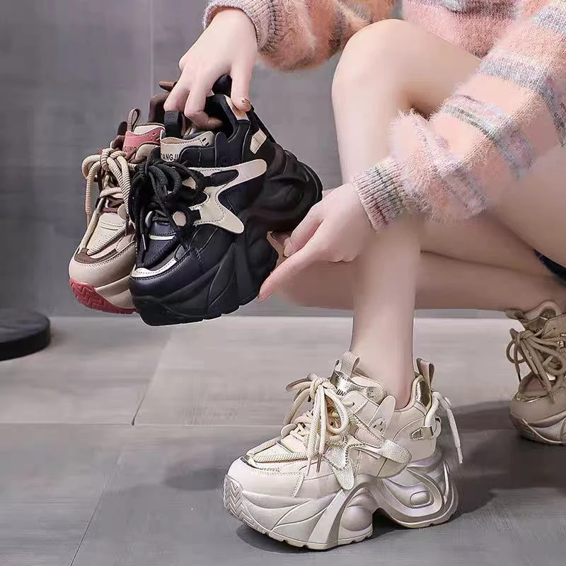 2024年新款秋冬季内增高老爹鞋女加绒休闲鞋子厚底小个子欧货女鞋