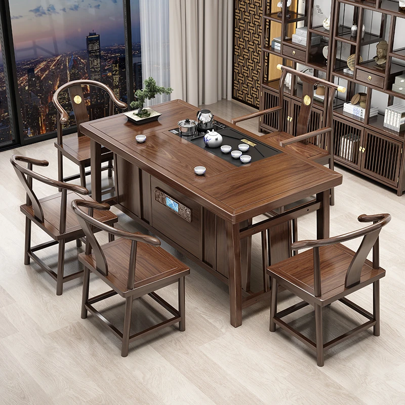 【升级款乌金木】清河茶桌椅组合茶台阳台茶办公茶桌客厅茶桌一体