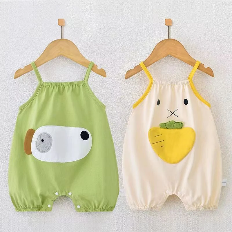 夏季新款幼儿吊带连体衣薄款宝宝睡衣哈衣爬服新生儿夏天超萌夏装