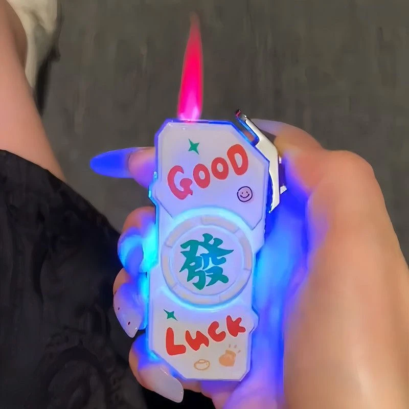 夜光创意旋转指尖陀螺高颜值防风网红款kt卡通礼物炫酷男友打火机