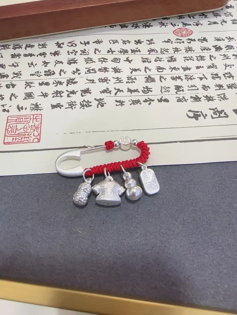 足银胸针 润银坊 纯银招财纳福别针婴儿挂件压惊孕妇礼物