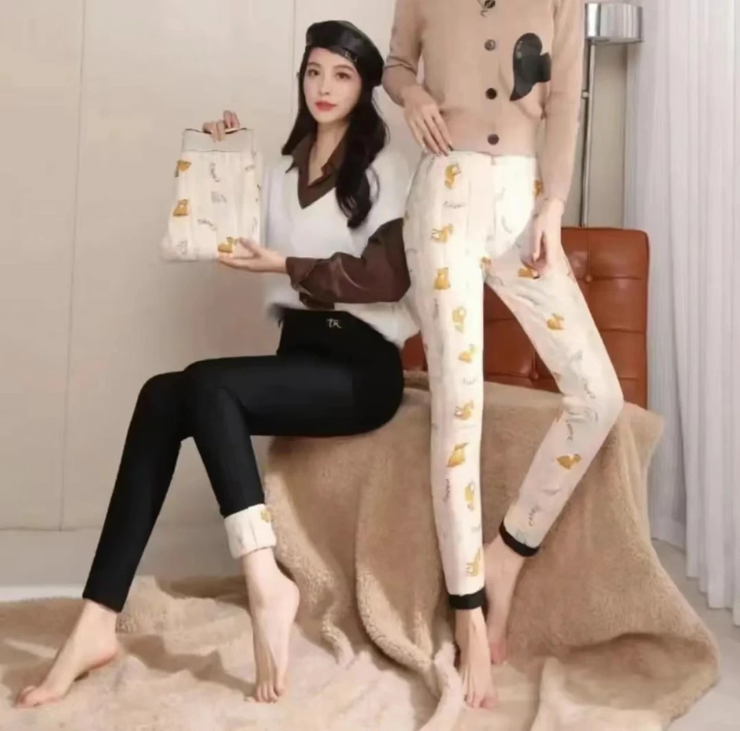 女士冬季加绒加厚棉裤时尚修身显瘦外穿保暖小黑裤弹力高腰高弹