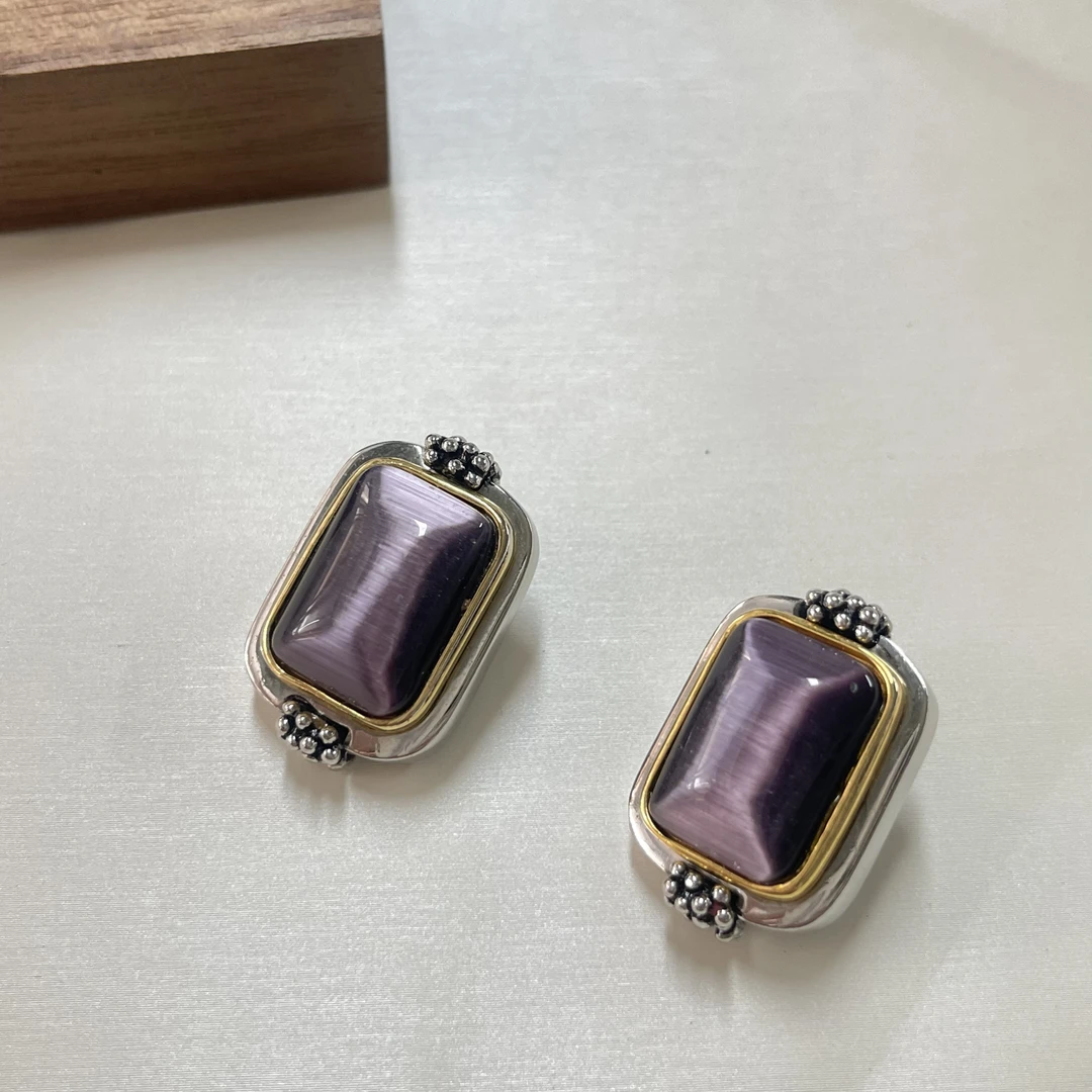 铜合金玻璃耳饰 【六六中古】孤品复古耳夹kmm253