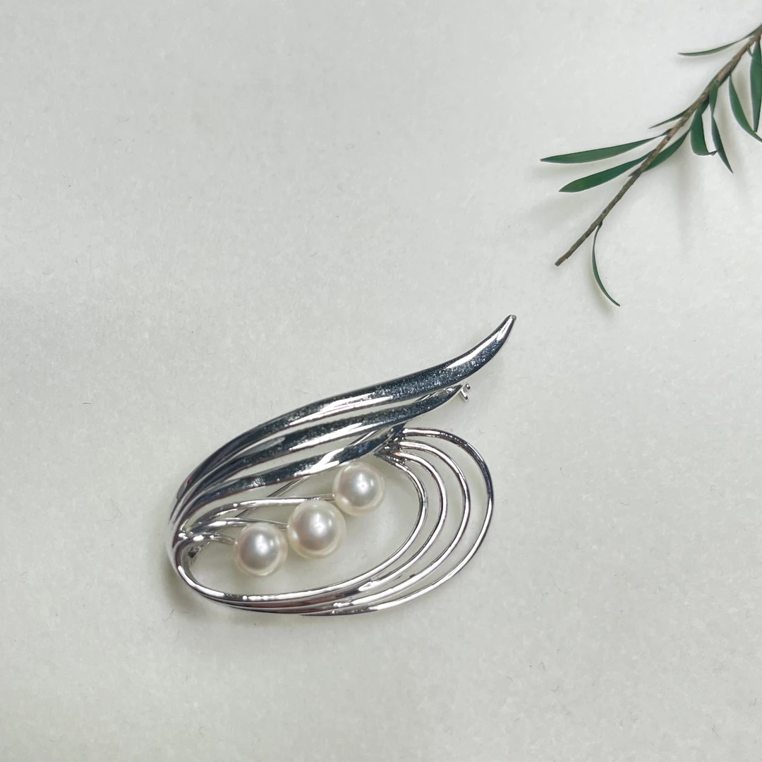 【六六中古】孤品6-7mm海水珍珠胸针th3085